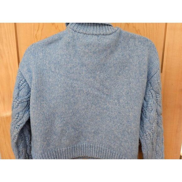 Jessica Simpson Womens Cable Knit Turtleneck Sweater M Cozy Blue - Picture 6 of 6